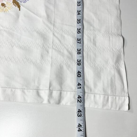 Embroidered Cotton White Table Runners Set of Two 14”x27” & 22.5”x42.5” Cottage - Picture 8 of 8